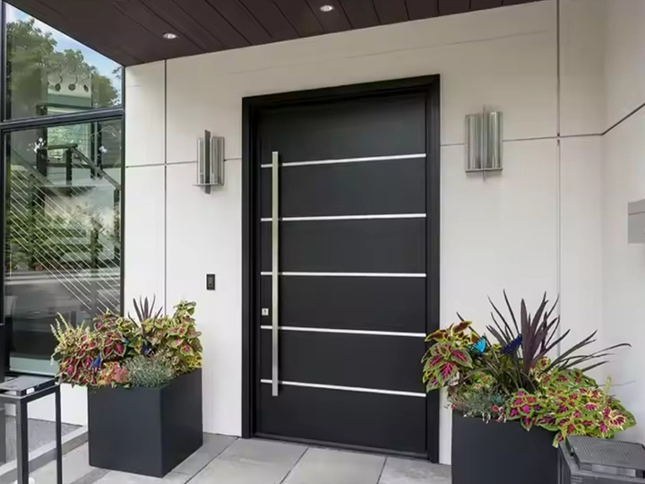 Customized Design House Aluminum Soundproof French Modern Pivot Security Entrance Door